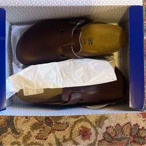 Birkenstock Boston Soft Footbed Leather Slip On Clog Mules